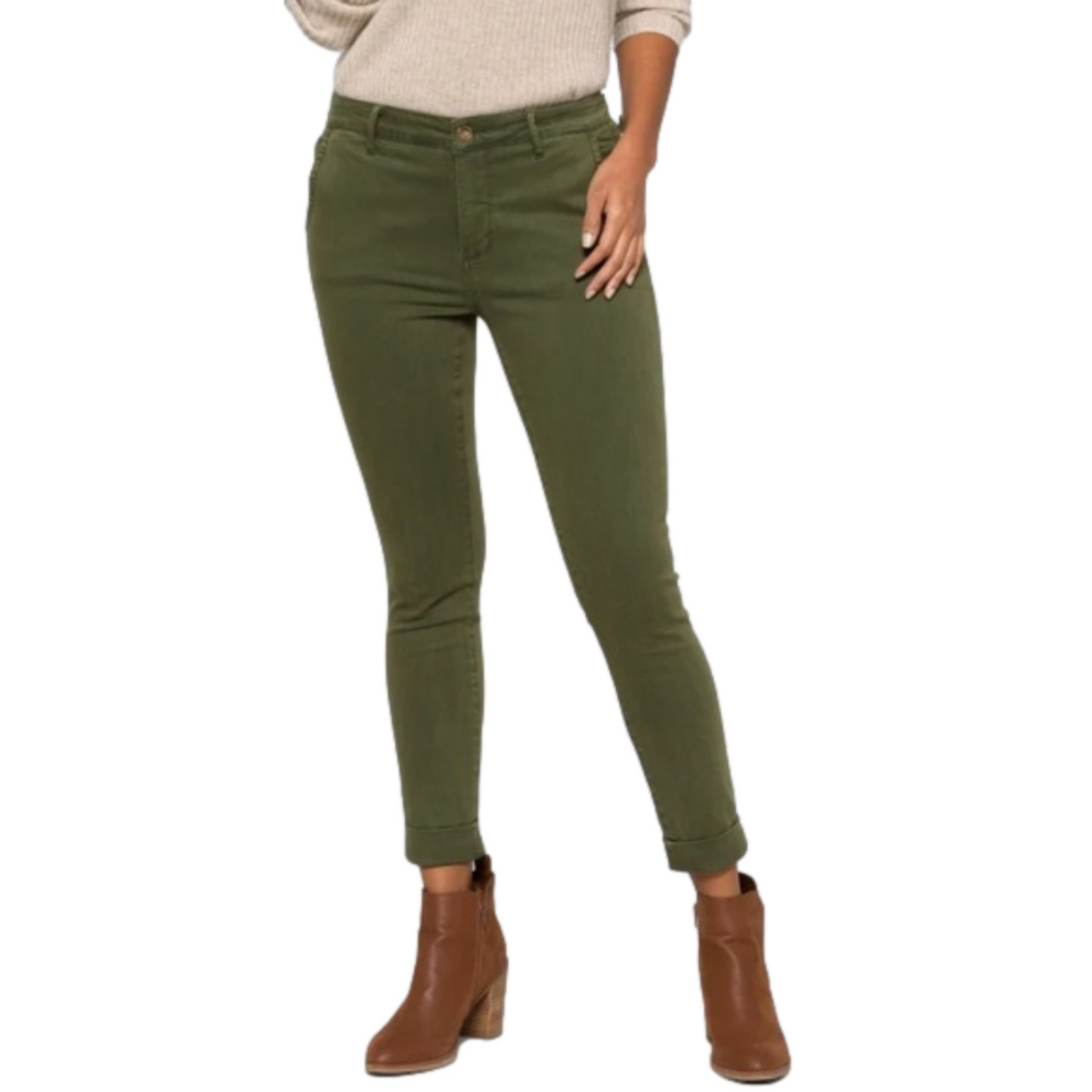 STUDIO BLUE Women's size 29 Military Olive mid-rise skinny pants NWT